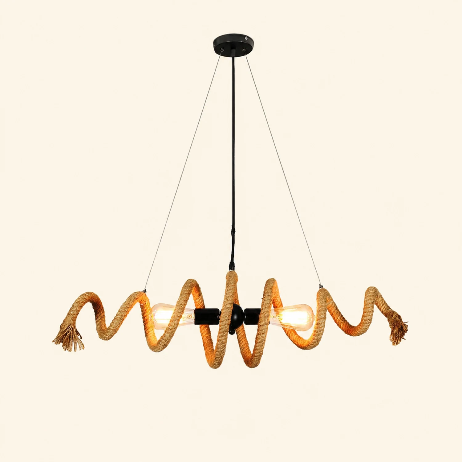 Hemp Rope Industrial Spiral Chandelier - Lumpaz