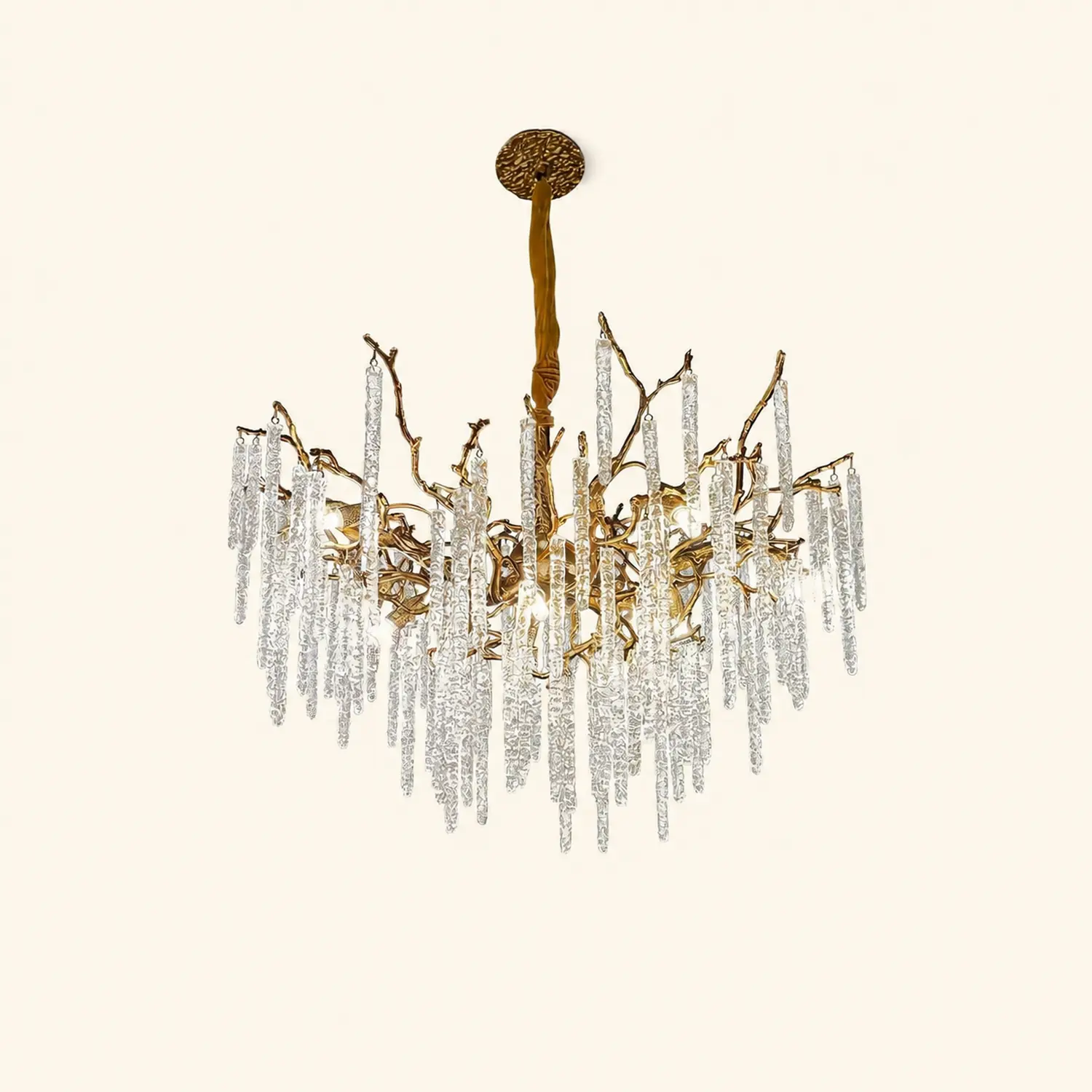 Crystal Icicles Branch Brass Chandelier - Lumpaz