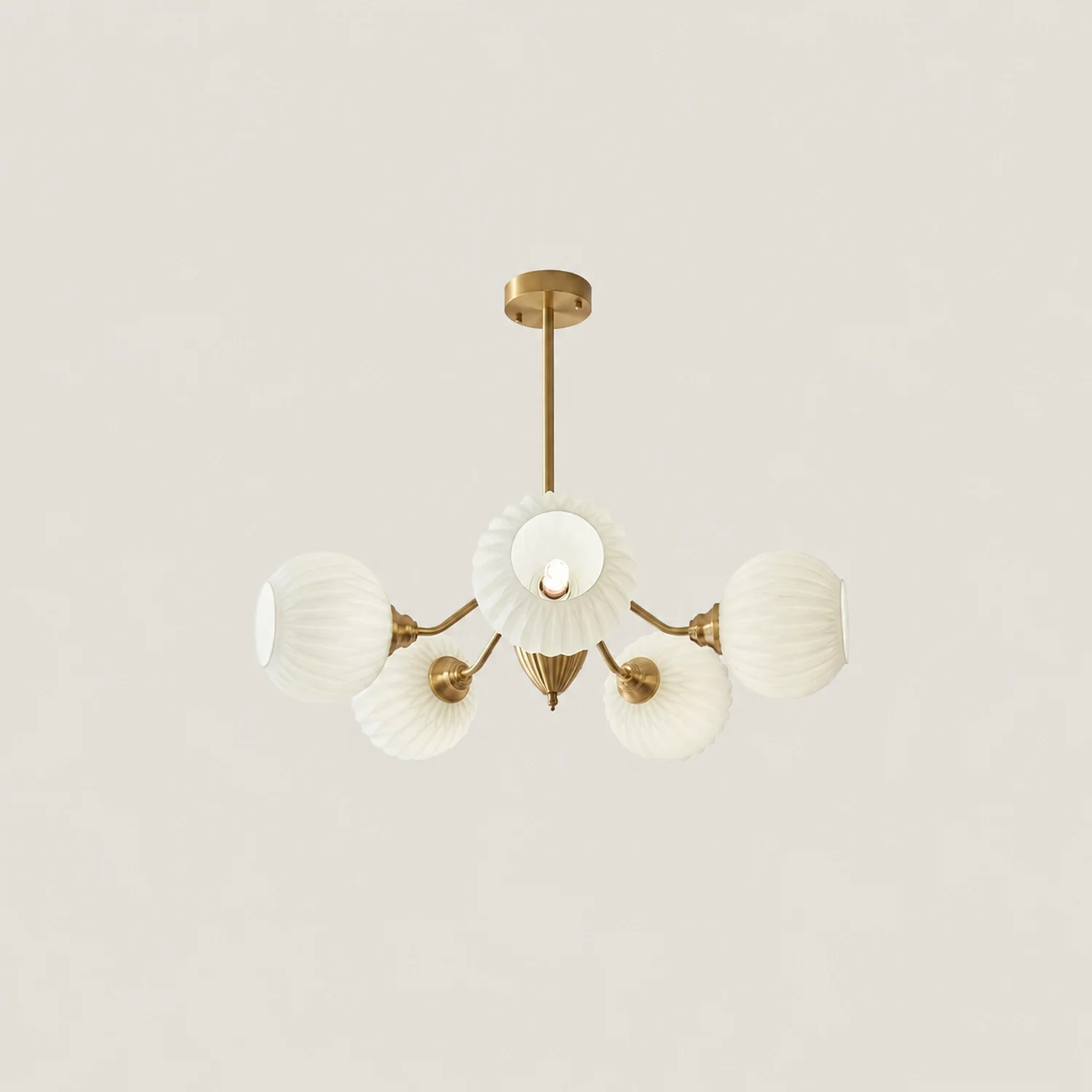 Ribbed Glass Ball Chandelier - Lumpaz