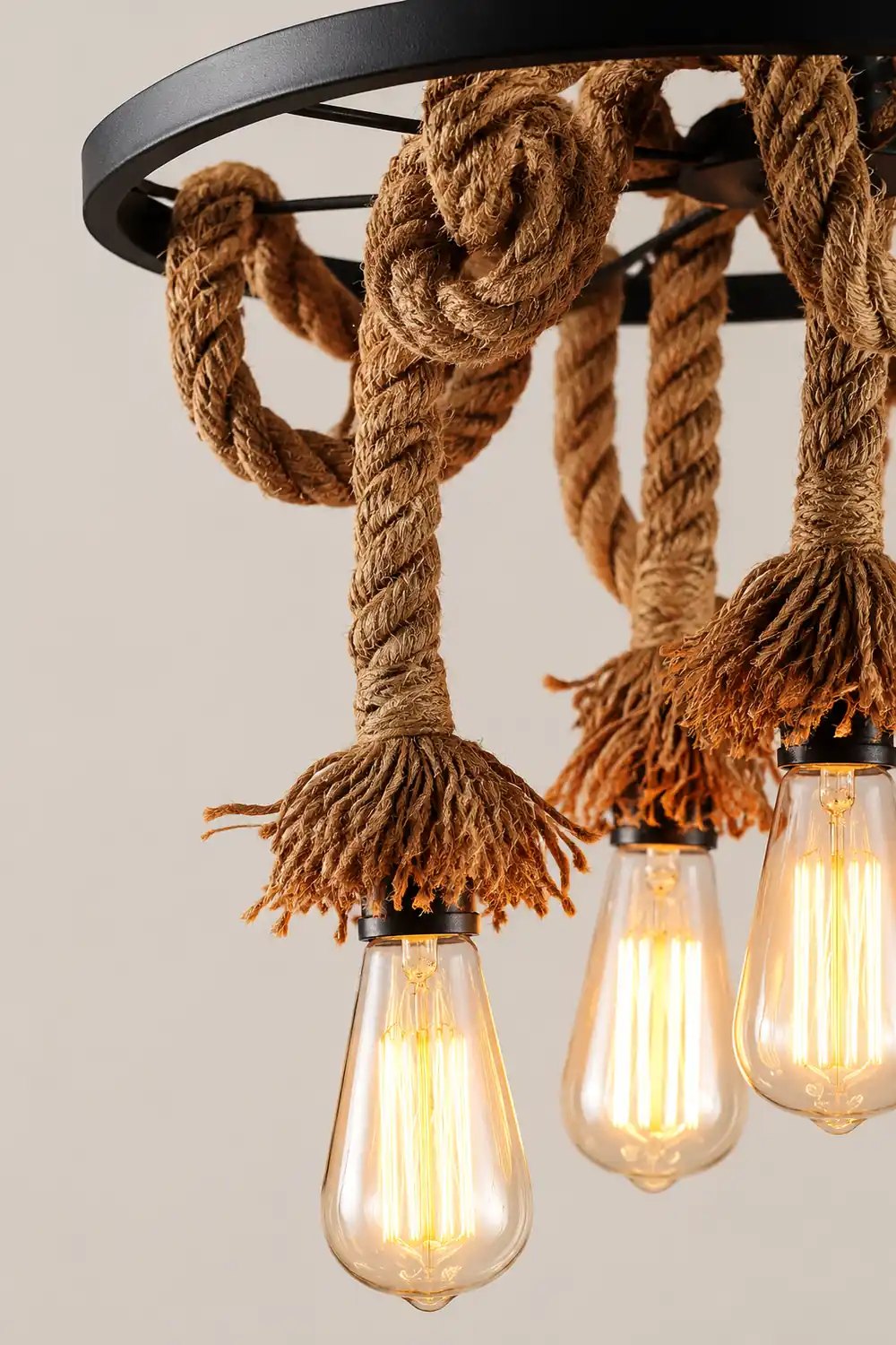 Hemp Rope Industrial Six Head Chandelier - Lumpaz
