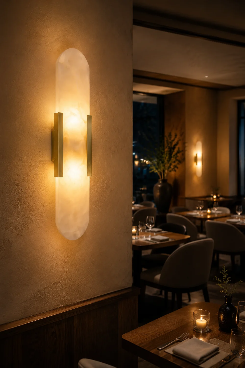 Melange Elongated Alabaster Wall Lamp - Lumpaz
