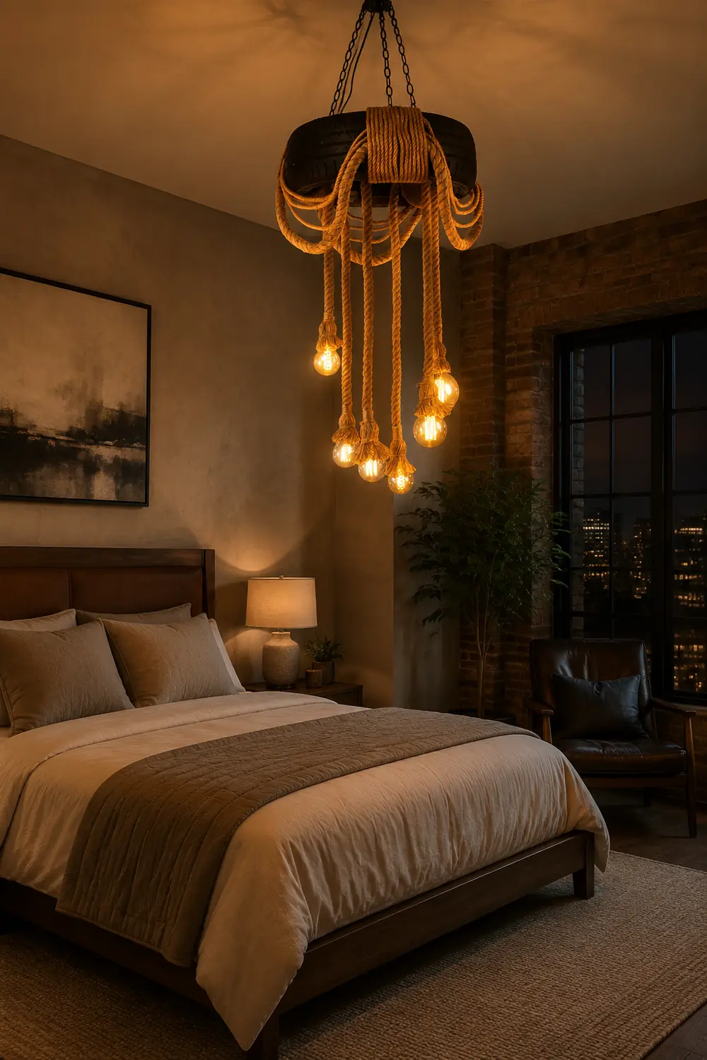 Hemp Rope Industrial Tire Chandelier - Lumpaz