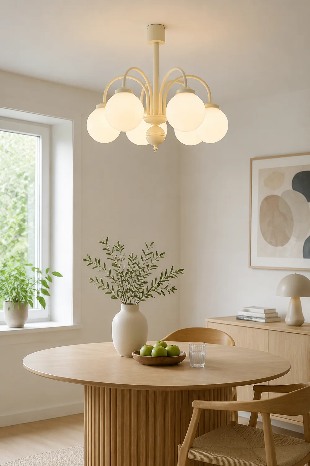Cream Glass Sphere Chandelier - Lumpaz