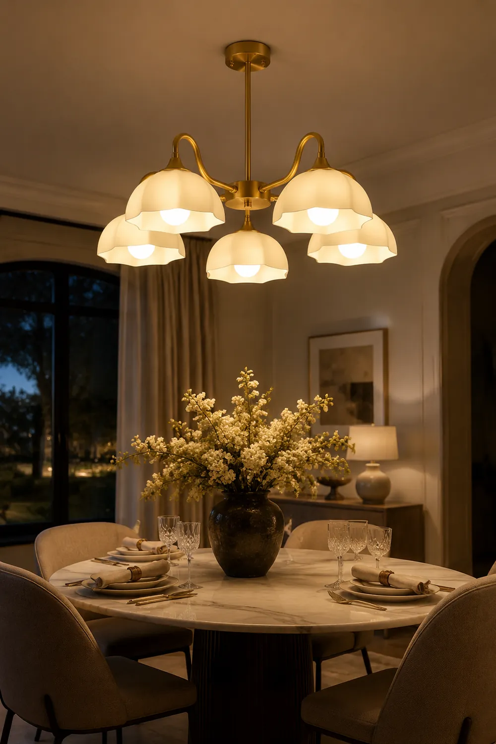 Octagonal Glass Bowl Chandelier - Lumpaz