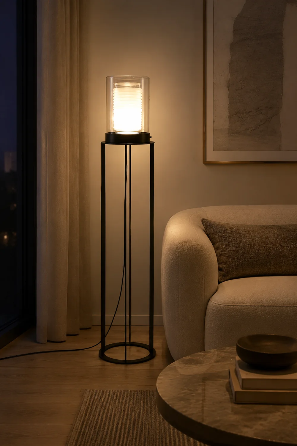 Dual Cylinder Glass Floor Lamp - Lumpaz