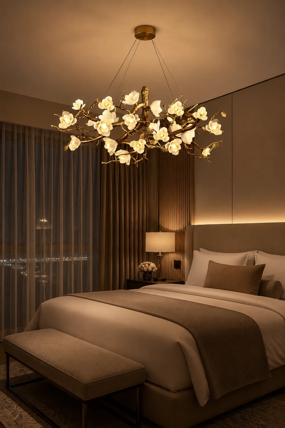 Flower Bloom Branch Brass Chandelier - Lumpaz
