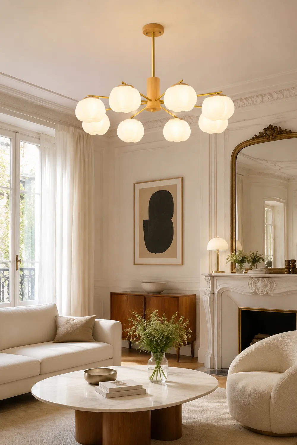 Wooden Cotton Balls Chandelier - Lumpaz