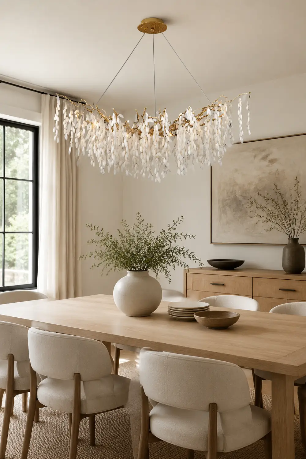 White Jade Branch Brass Chandelier - Lumpaz