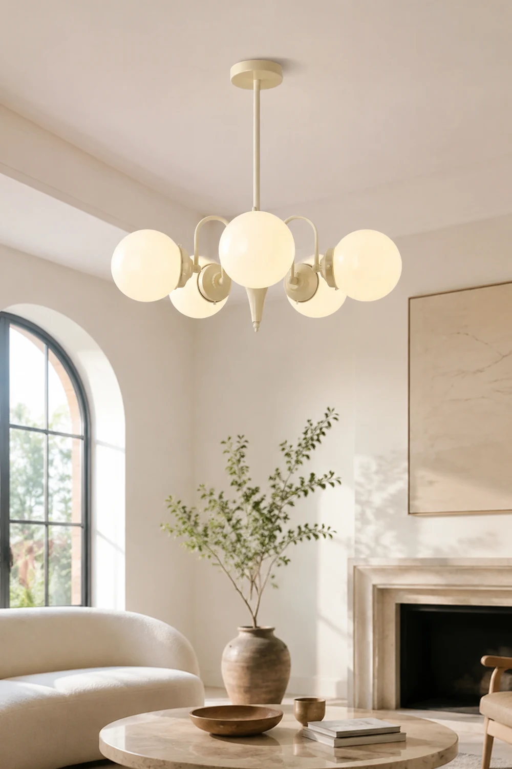 Cream Glass Ball Chandelier - Lumpaz