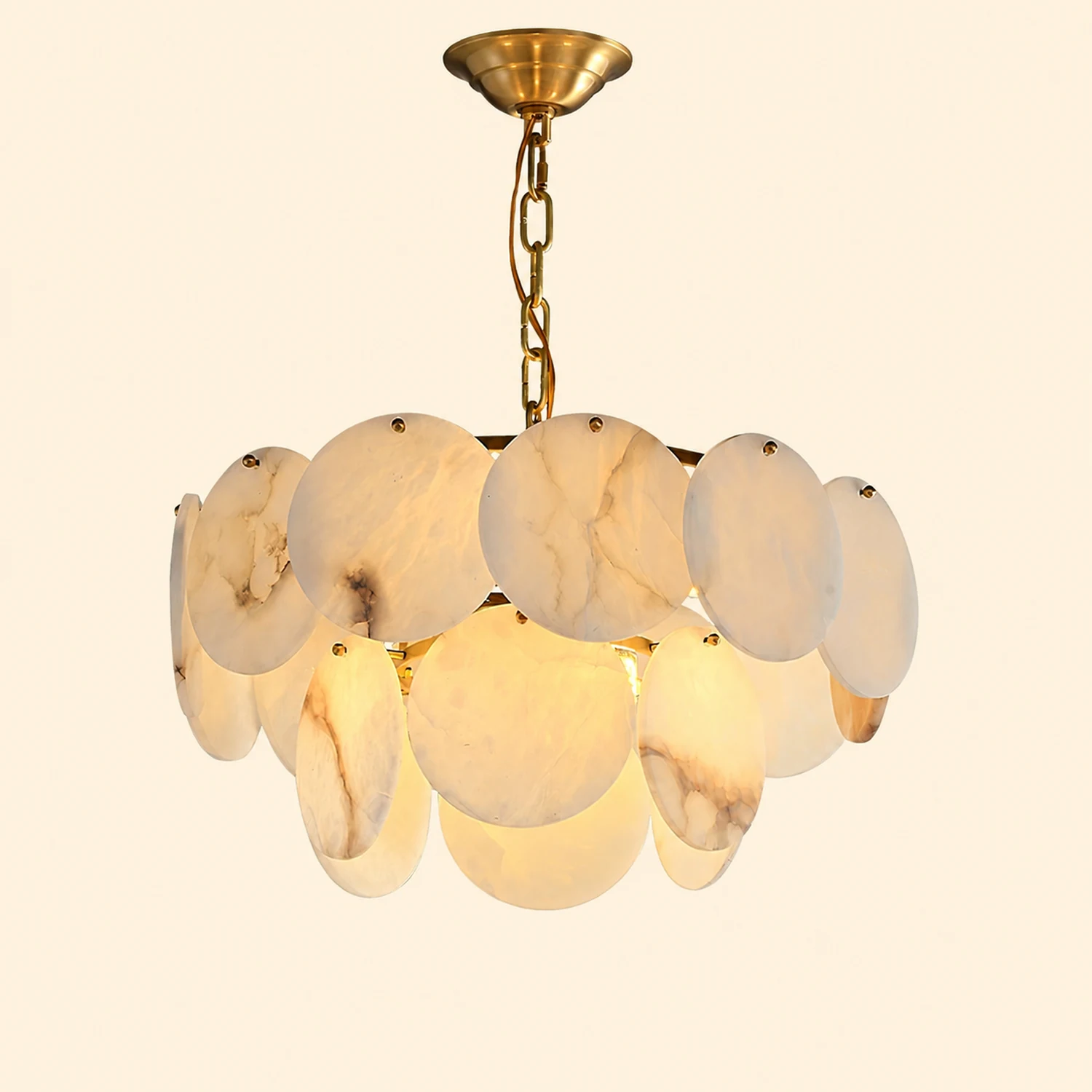 Alabaster Shell Brass Chandelier - Lumpaz