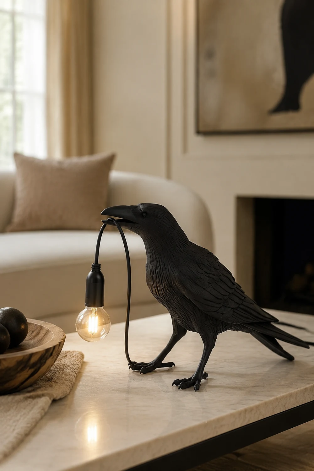 Raven Resin Table Lamp - Lumpaz
