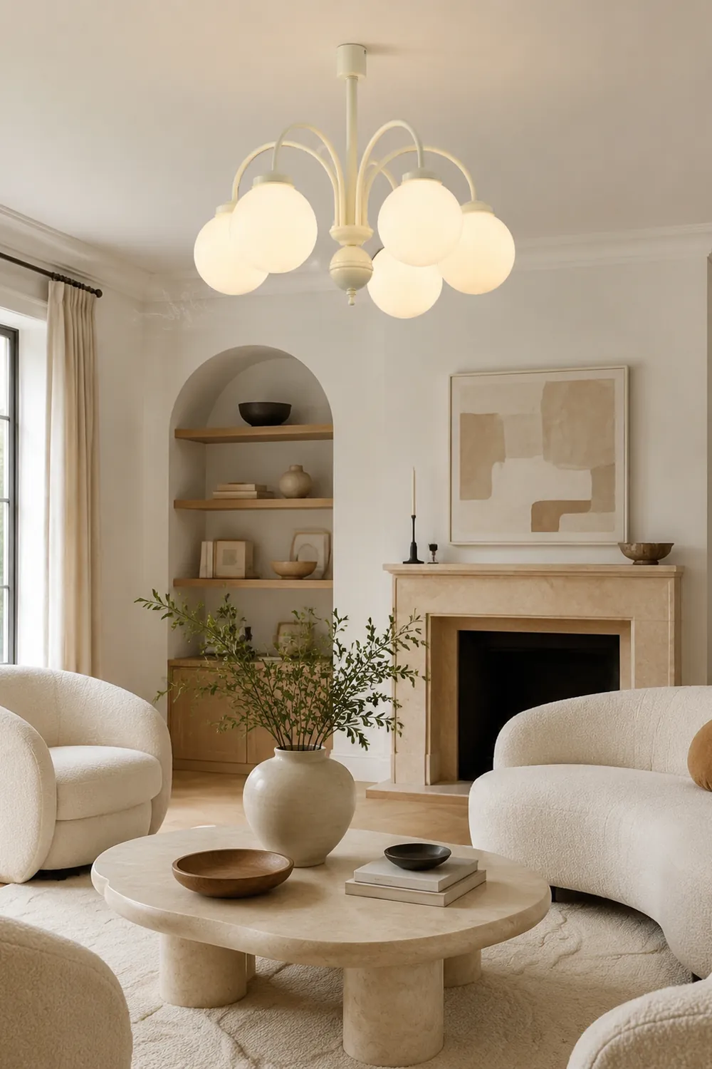 Cream Glass Sphere Chandelier - Lumpaz