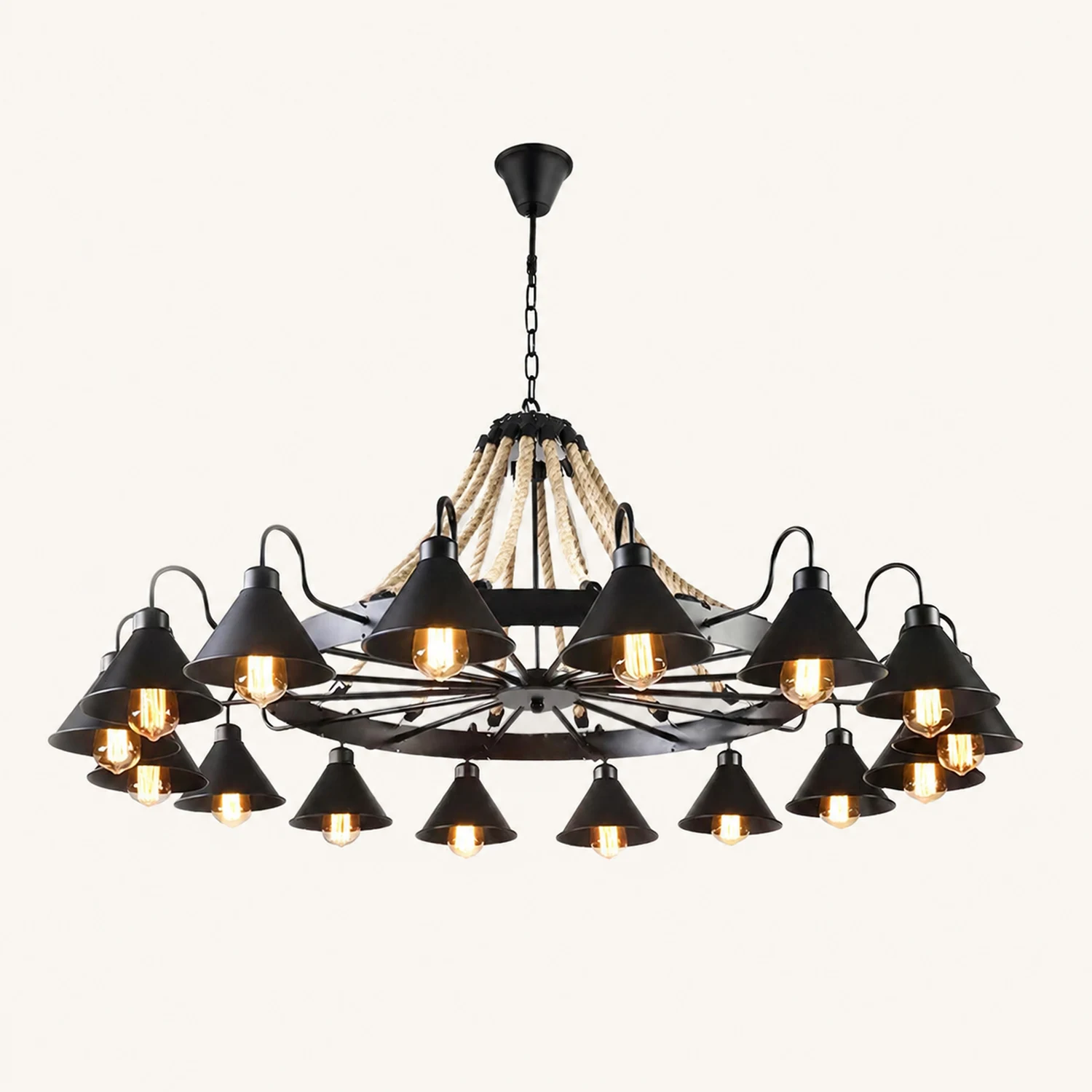 Hemp Rope Industrial Horn Chandelier - Lumpaz