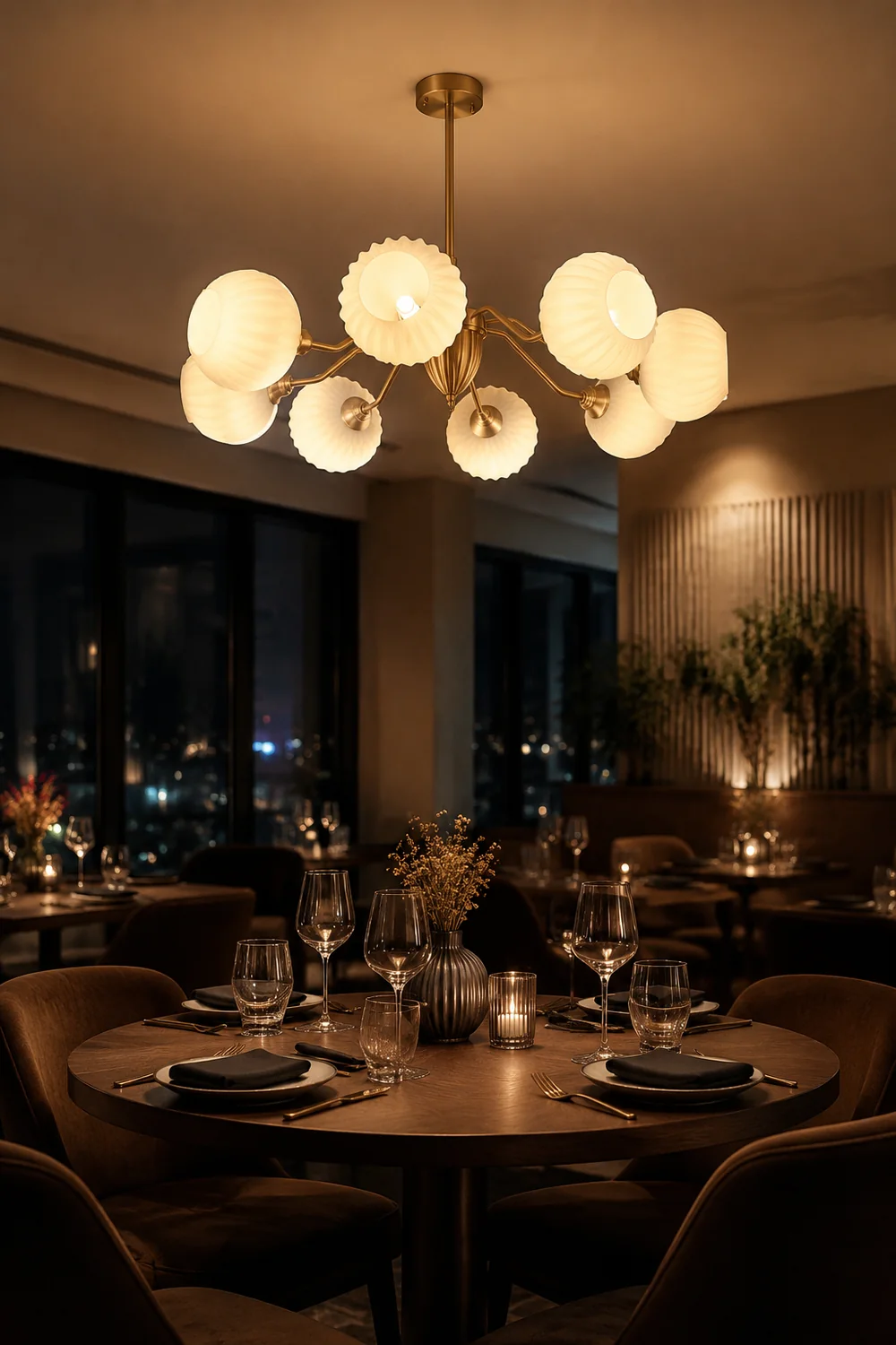 Ribbed Glass Ball Chandelier - Lumpaz