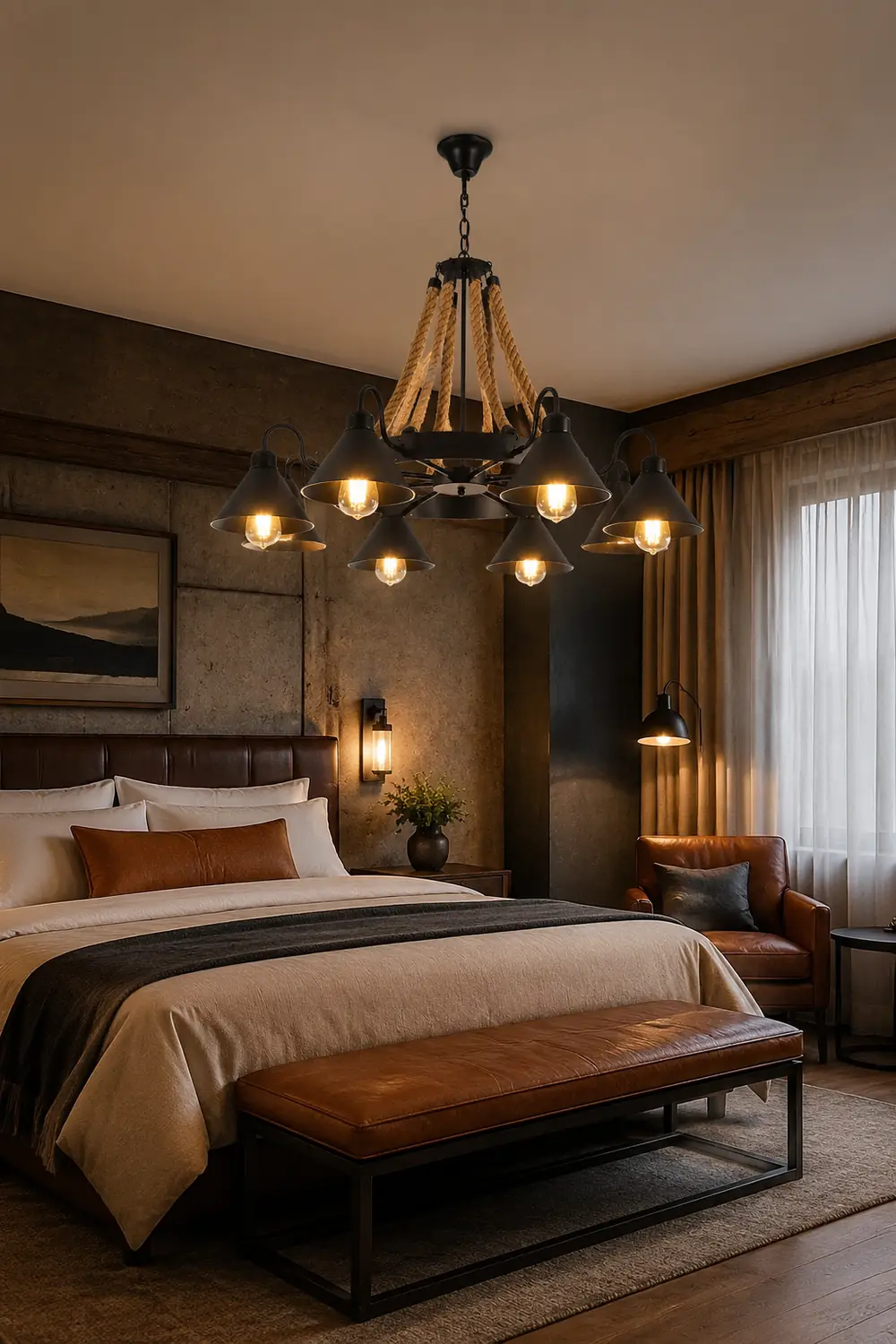 Hemp Rope Industrial Horn Chandelier - Lumpaz