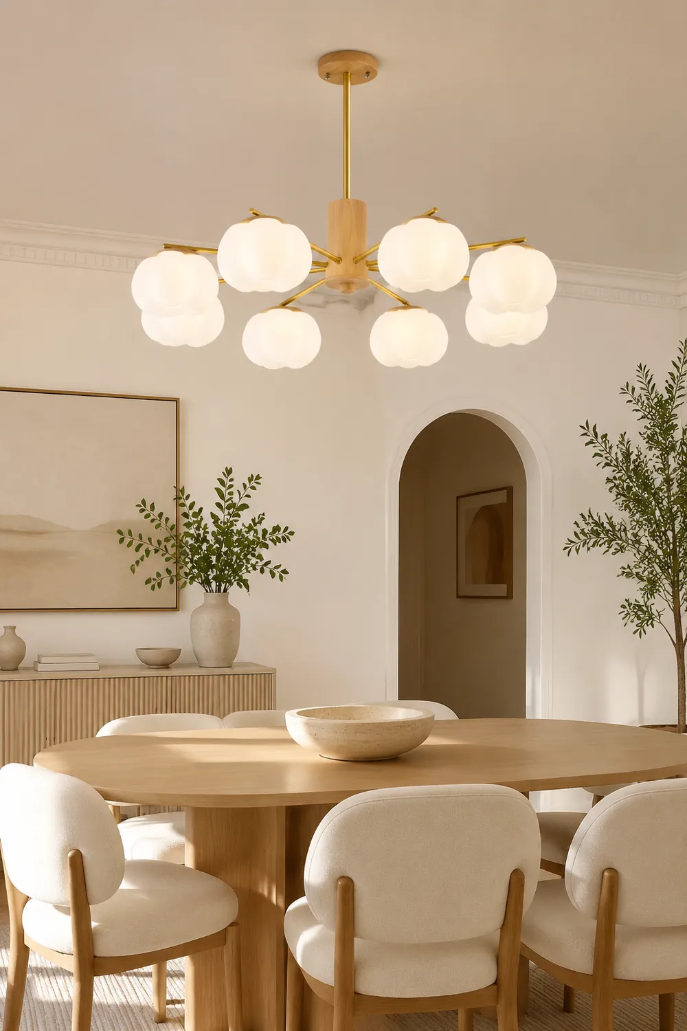 Wooden Cotton Balls Chandelier - Lumpaz