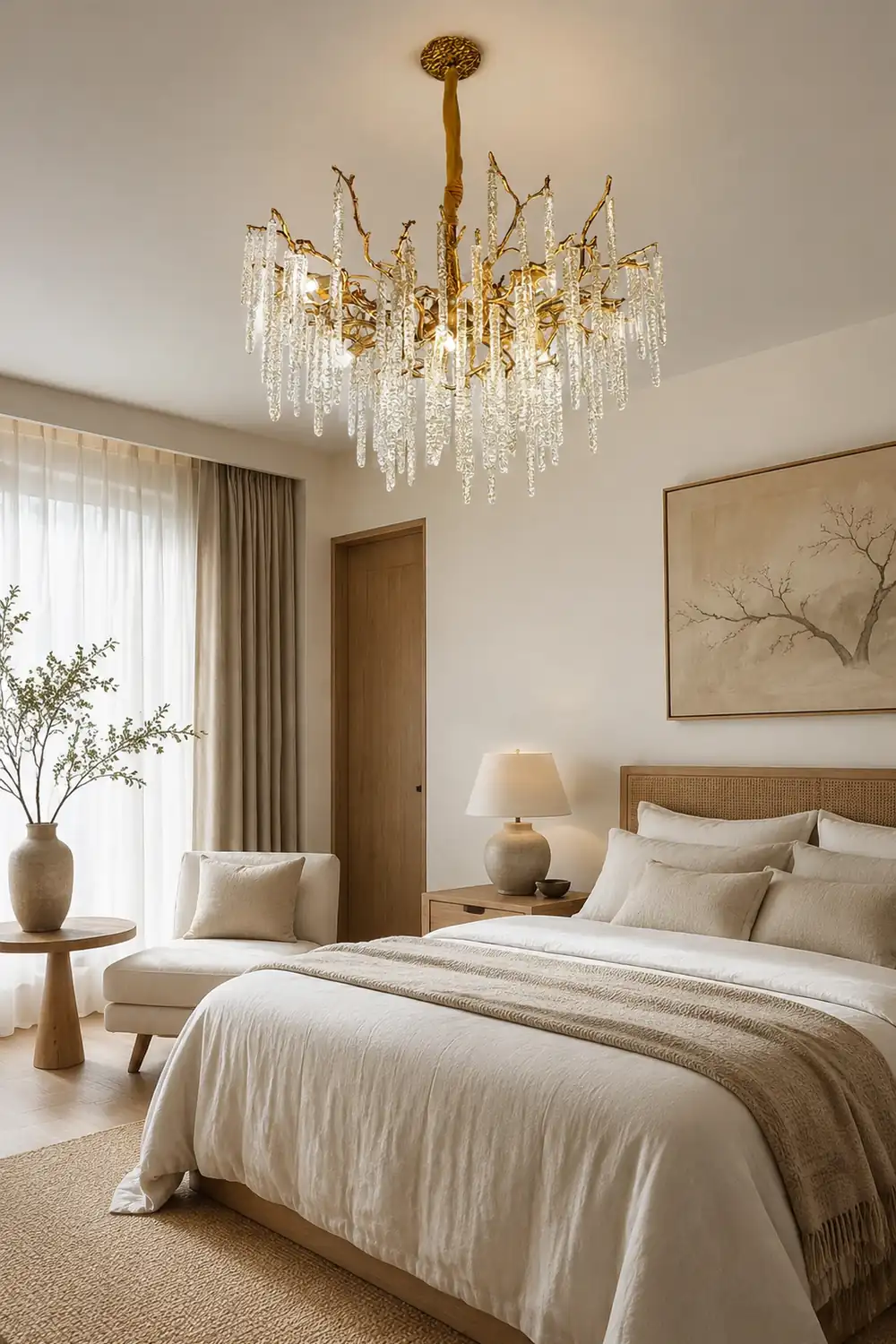 Crystal Icicles Branch Brass Chandelier - Lumpaz