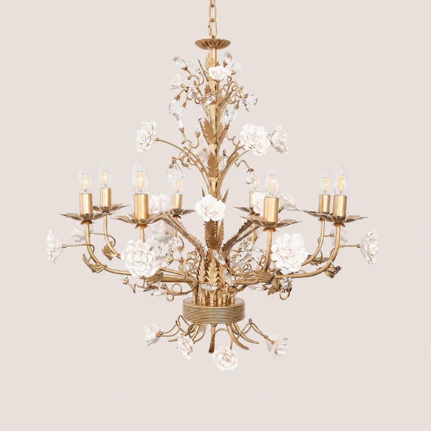 White Rose Crystal Chandelier - Lumpaz