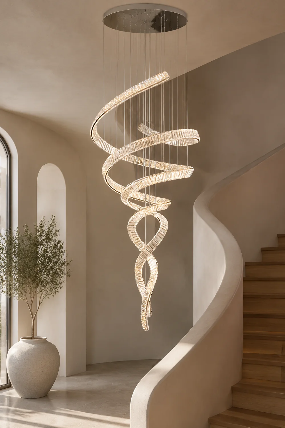 Long Spiral Crystal Chandelier - Lumpaz