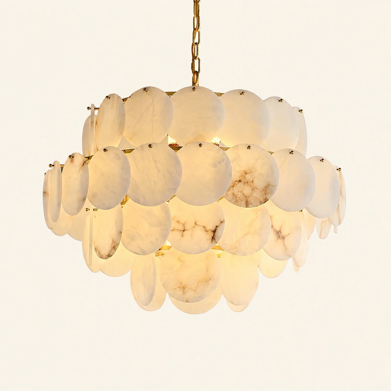 Alabaster Shell Brass Chandelier - Lumpaz