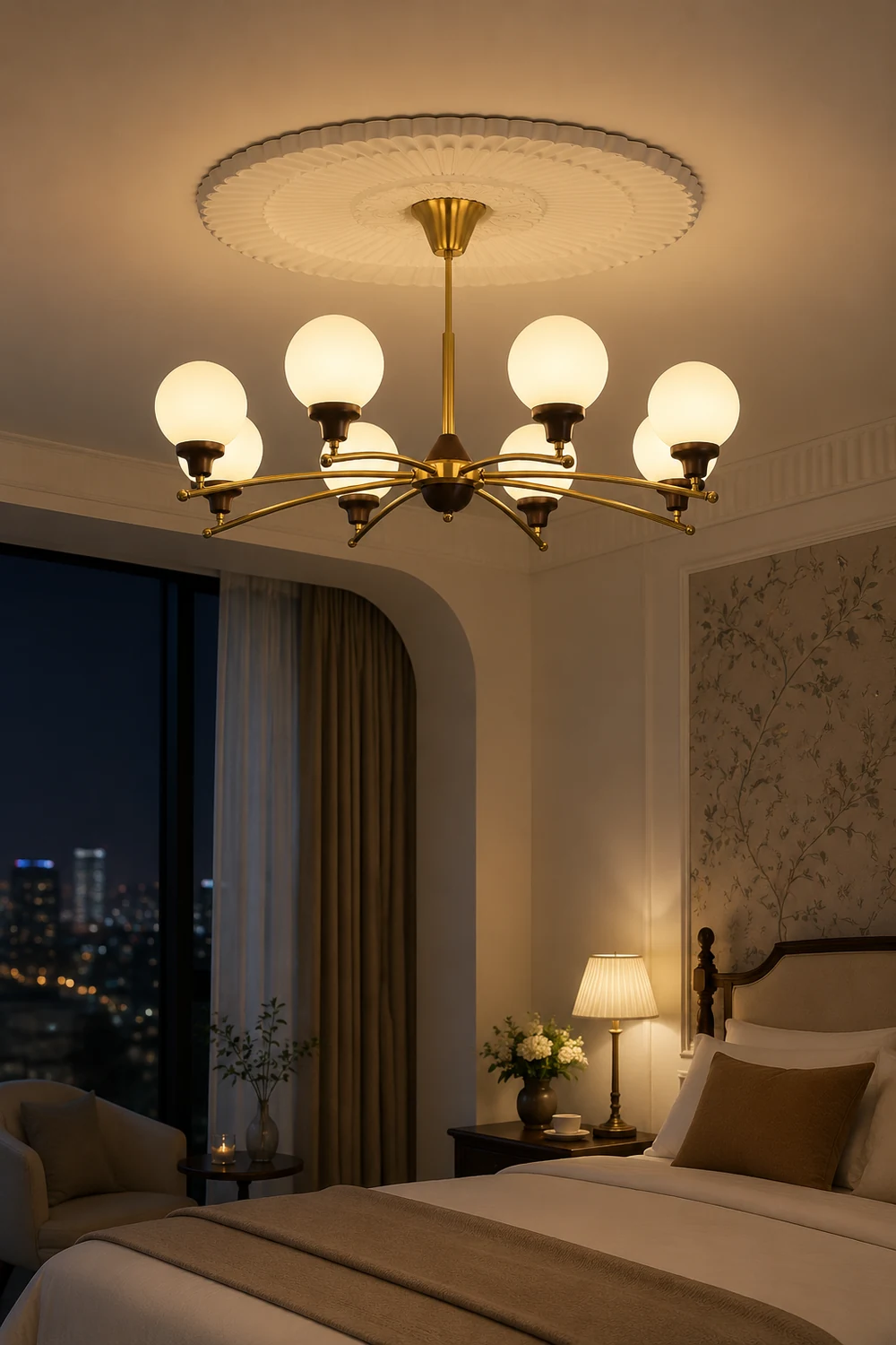 Walnut Glass Ball Chandelier - Lumpaz
