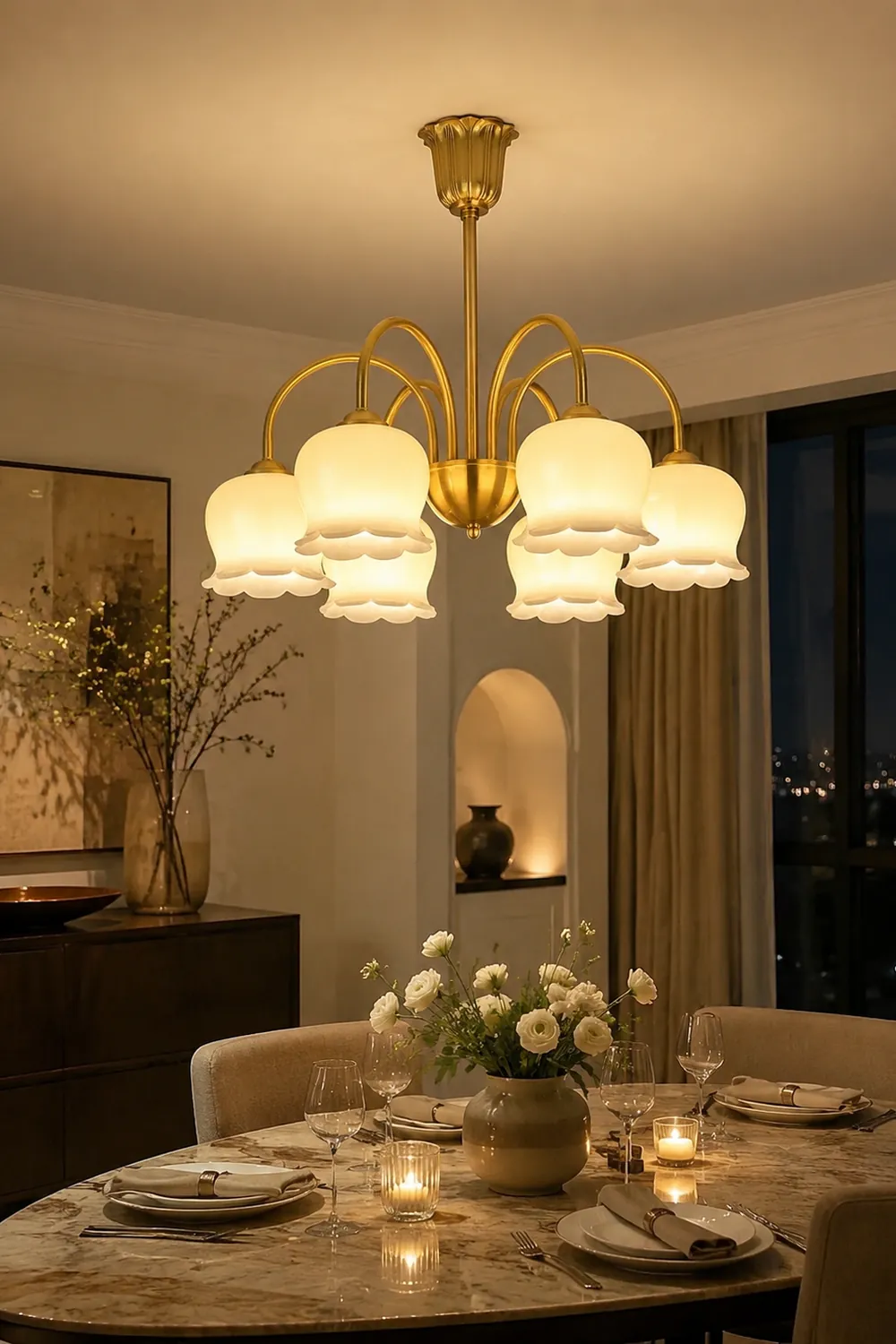 Orchids Brass Chandelier - Lumpaz