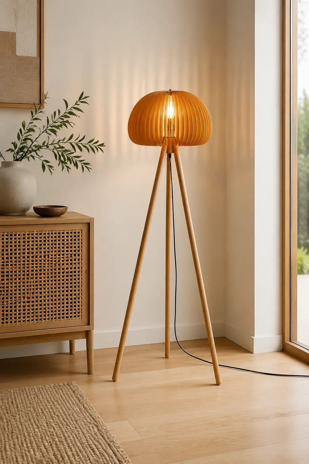Wooden Pumpkin Floor Lamp - Lumpaz