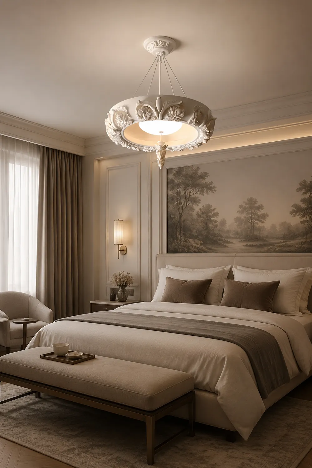 Artistic Carved Plaster Chandelier - Lumpaz