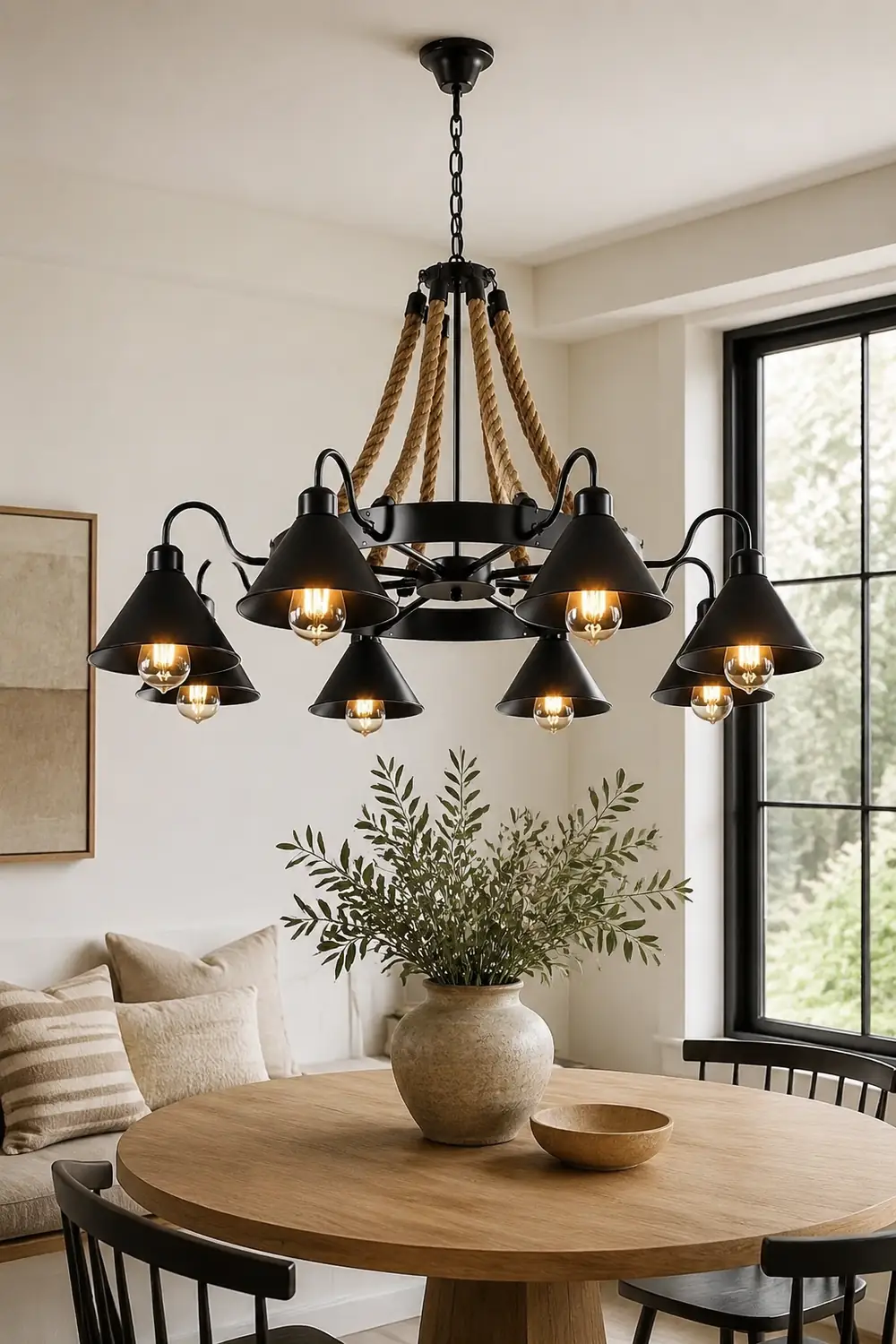 Hemp Rope Industrial Horn Chandelier - Lumpaz