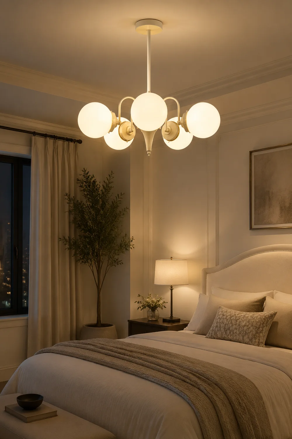 Cream Glass Ball Chandelier - Lumpaz