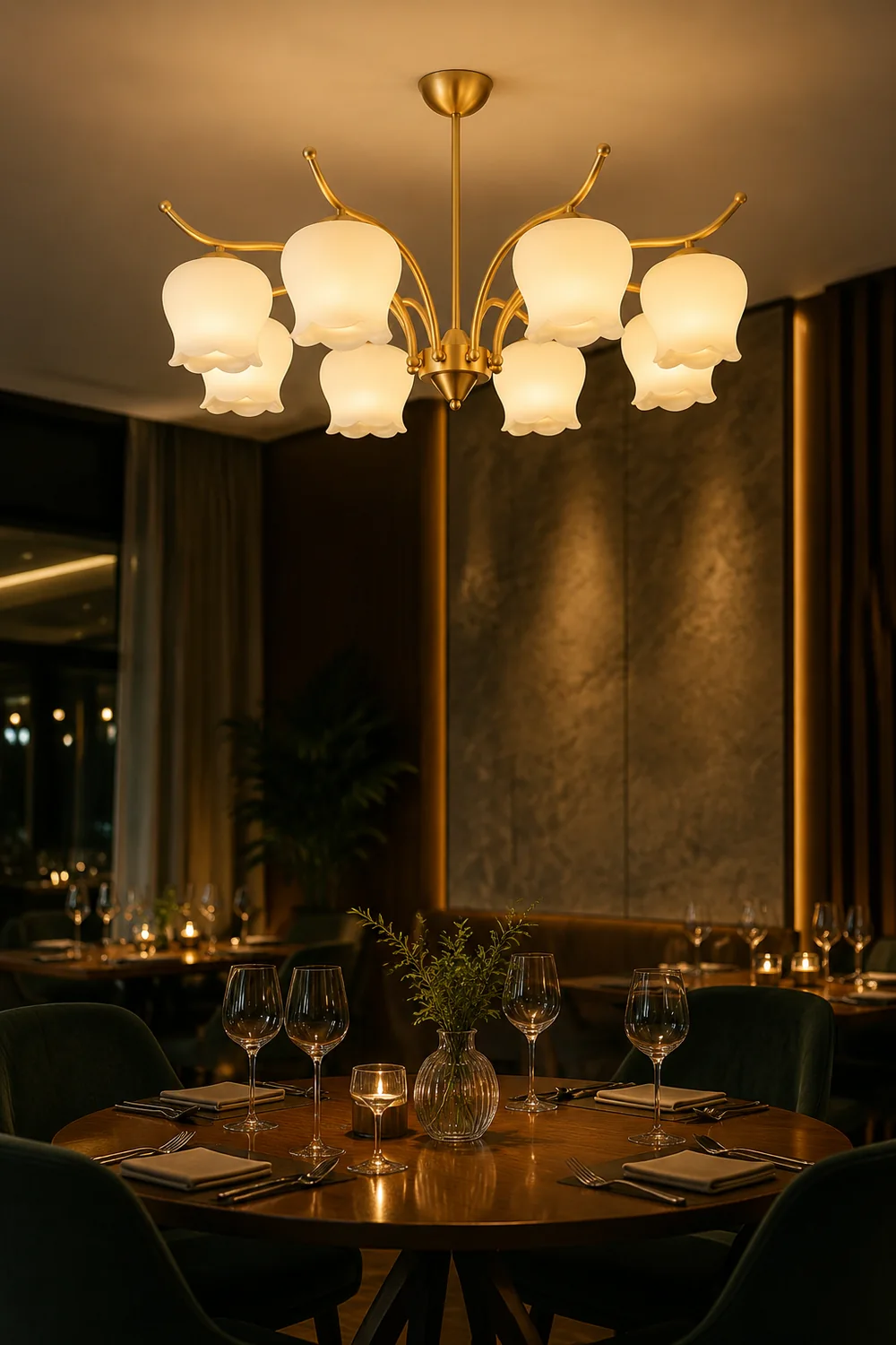 Tulip Brass Chandelier - Lumpaz