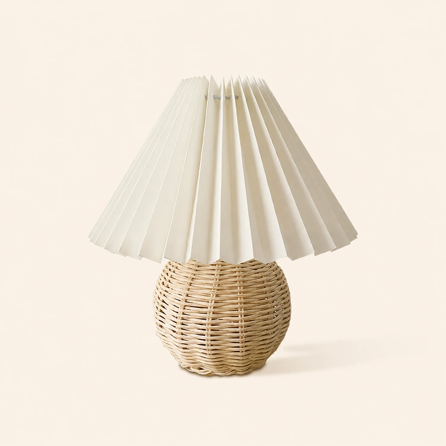 Rattan Pleated Built-in Battery Table lamp - Lumpaz