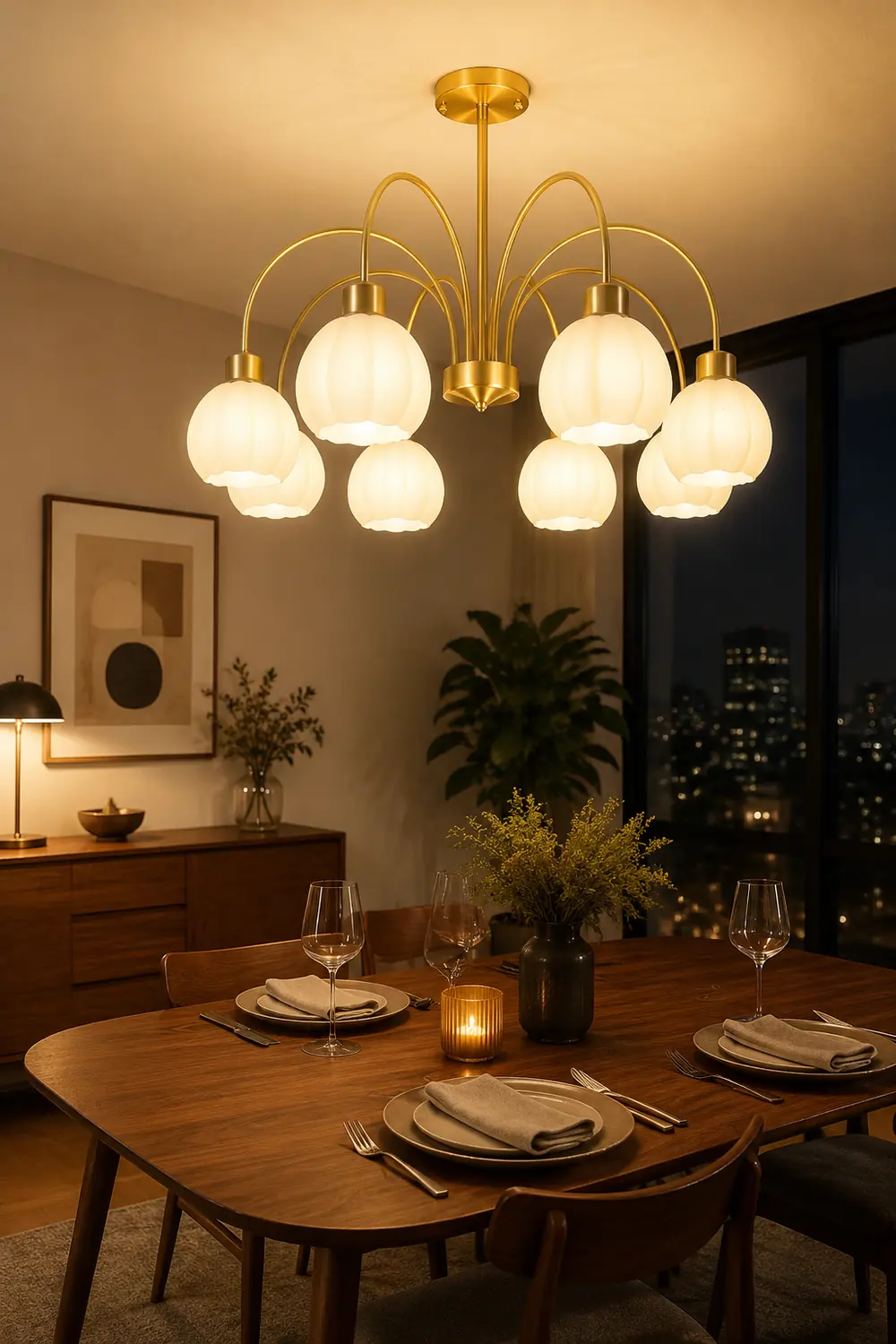 Glass Pumpkin Gold Chandelier - Lumpaz