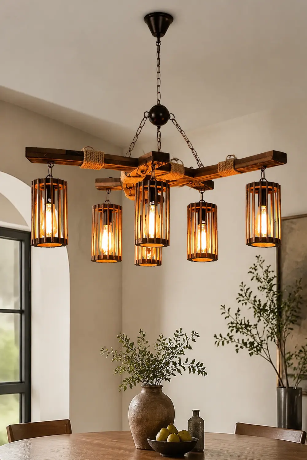 Retro Solid Wood Chandelier - Lumpaz