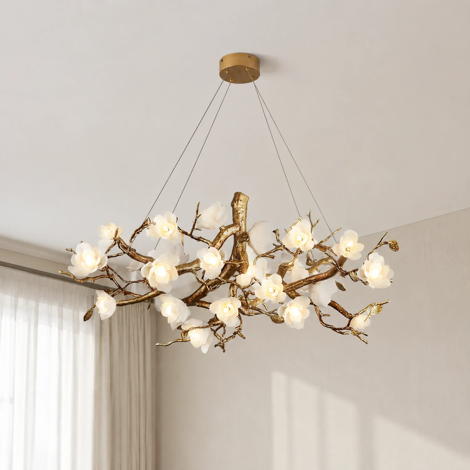 Flower Bloom Branch Brass Chandelier - Lumpaz
