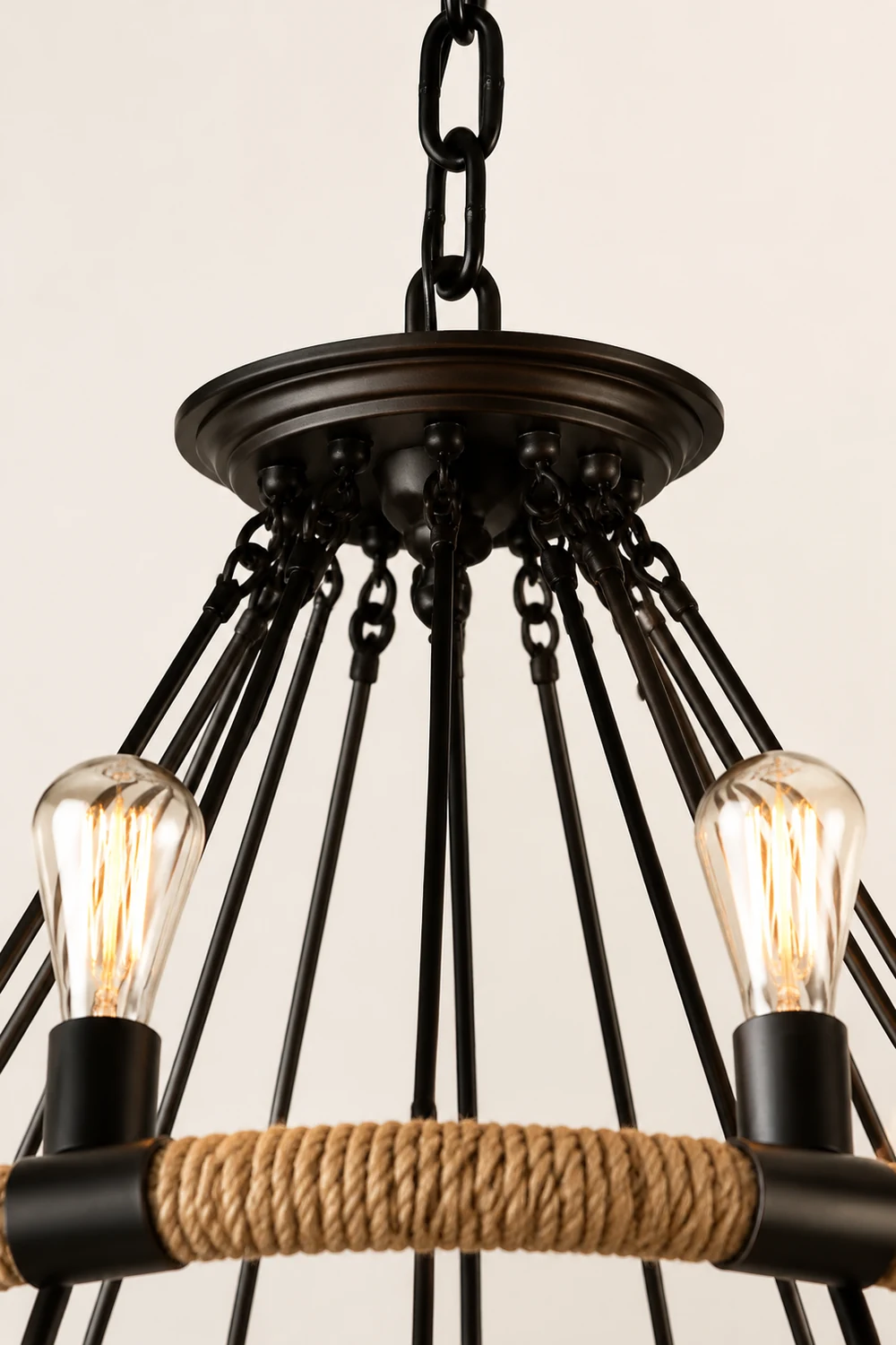 Hemp Rope Industrial Large Circle Chandelier - Lumpaz