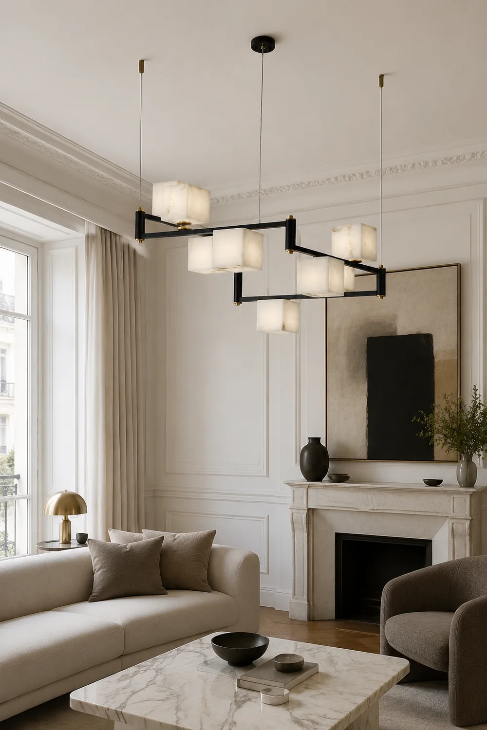 Alabaster Square Box Chandelier - Lumpaz