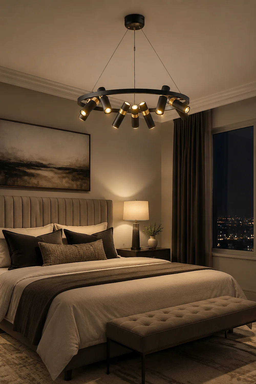 Black Mutil Pipe Chandelier - Lumpaz