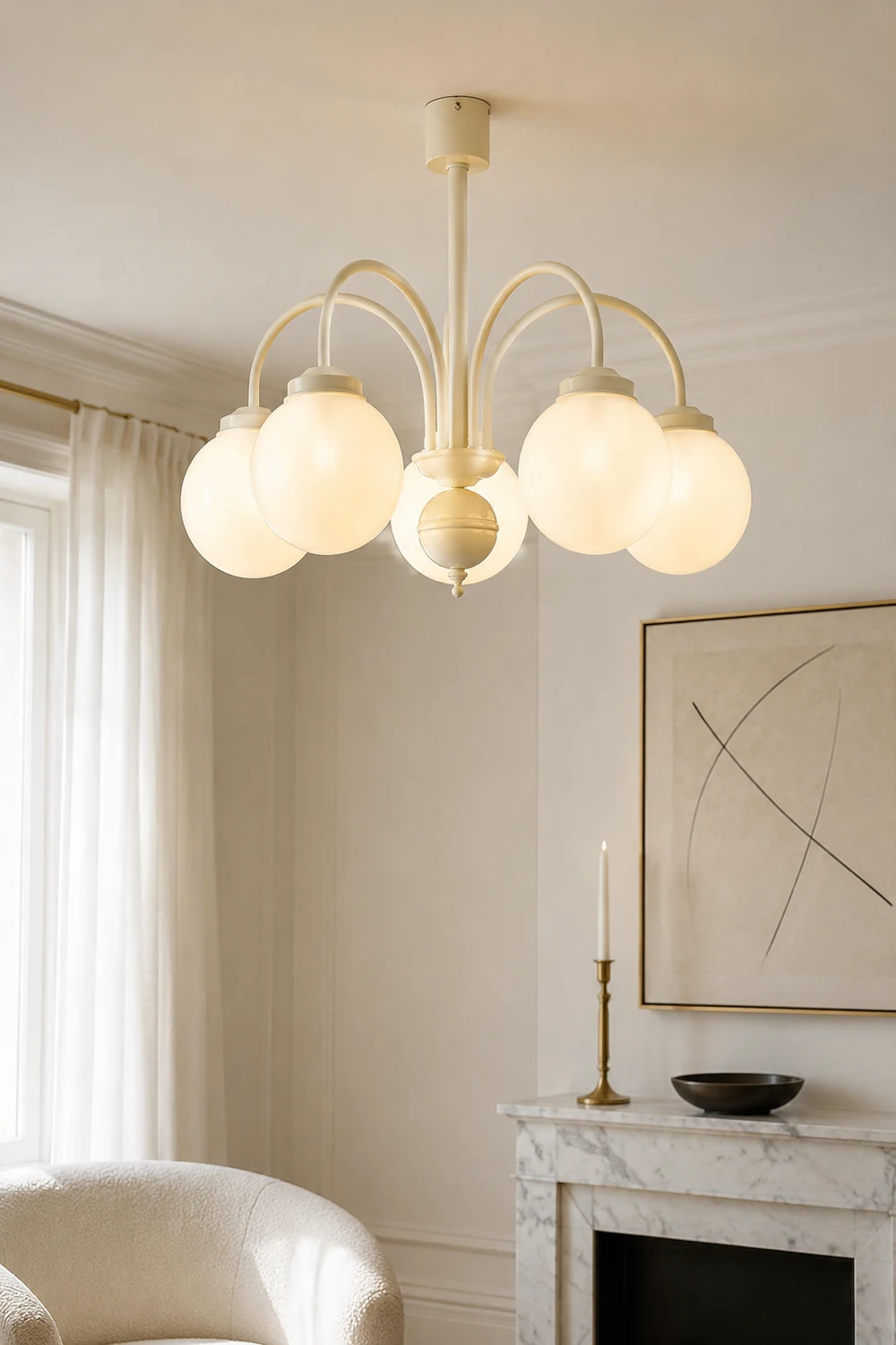 Cream Glass Sphere Chandelier - Lumpaz