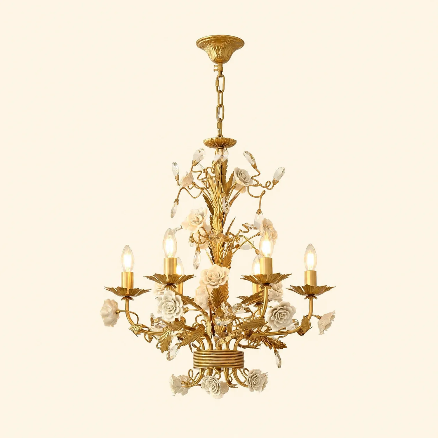 White Rose Crystal Chandelier - Lumpaz