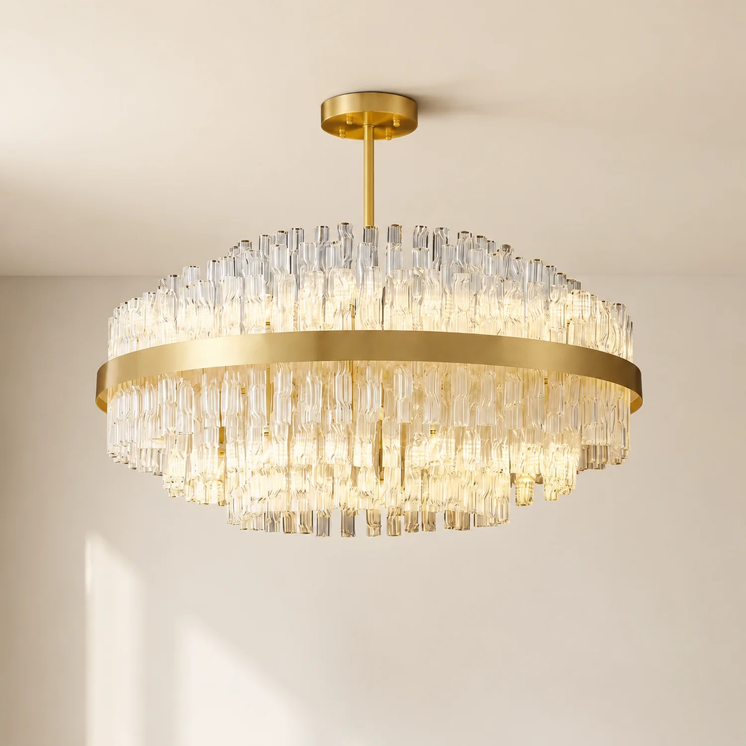 Gold & Clear Rod Chandelier - Lumpaz
