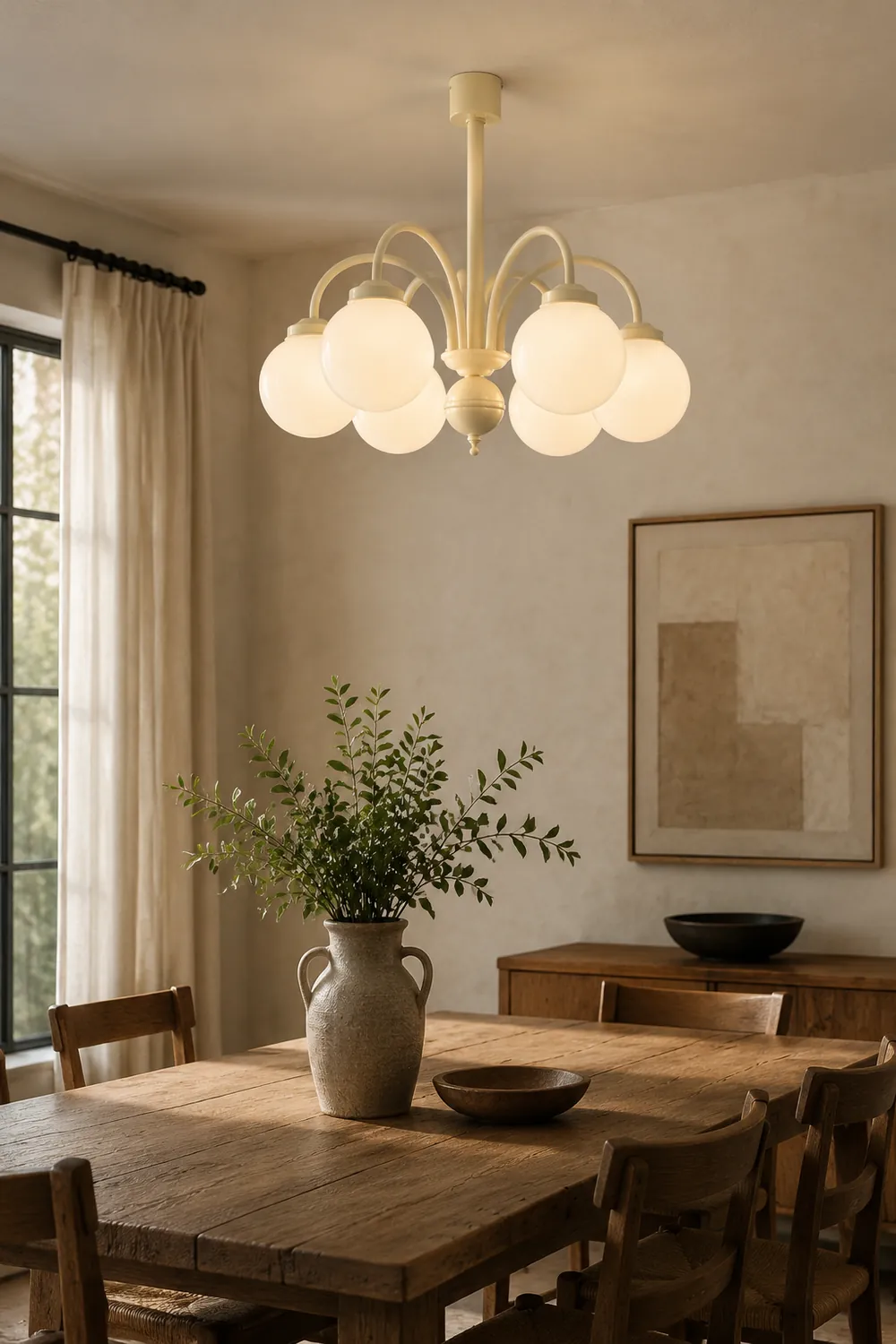 Cream Glass Sphere Chandelier - Lumpaz