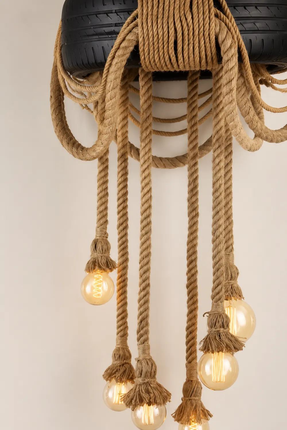 Hemp Rope Industrial Tire Chandelier - Lumpaz