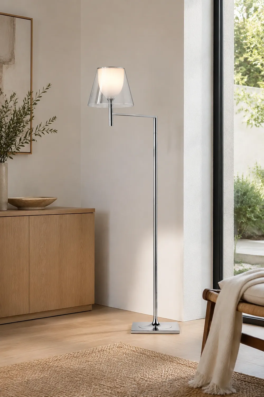 Chrome Prism Bending Floor Light - Lumpaz