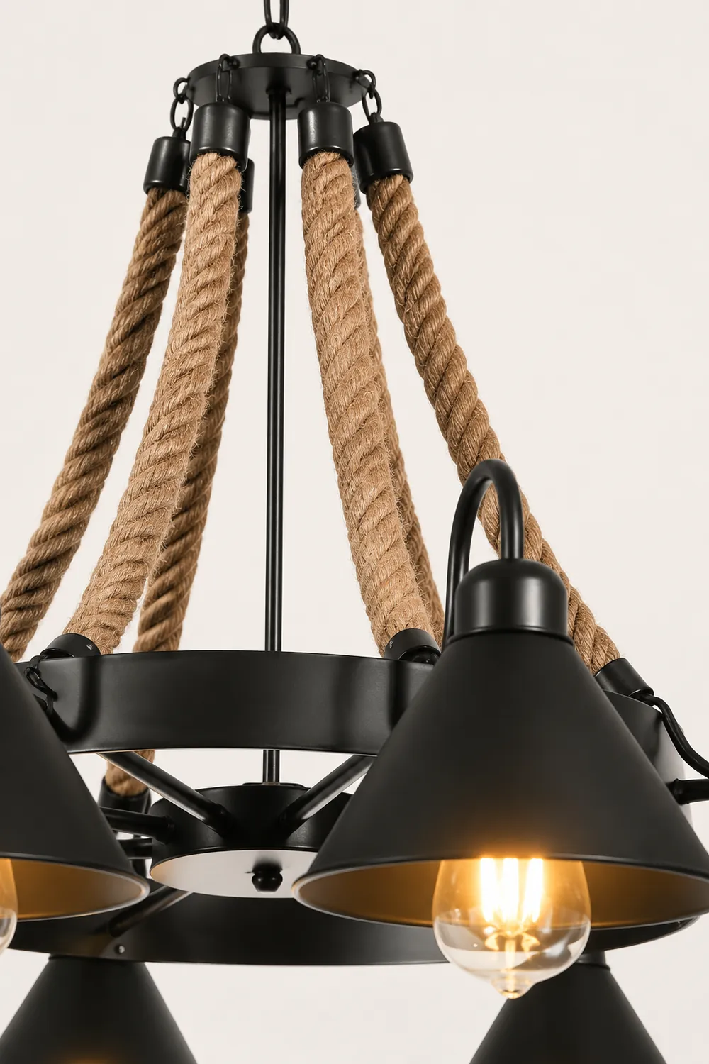 Hemp Rope Industrial Horn Chandelier - Lumpaz