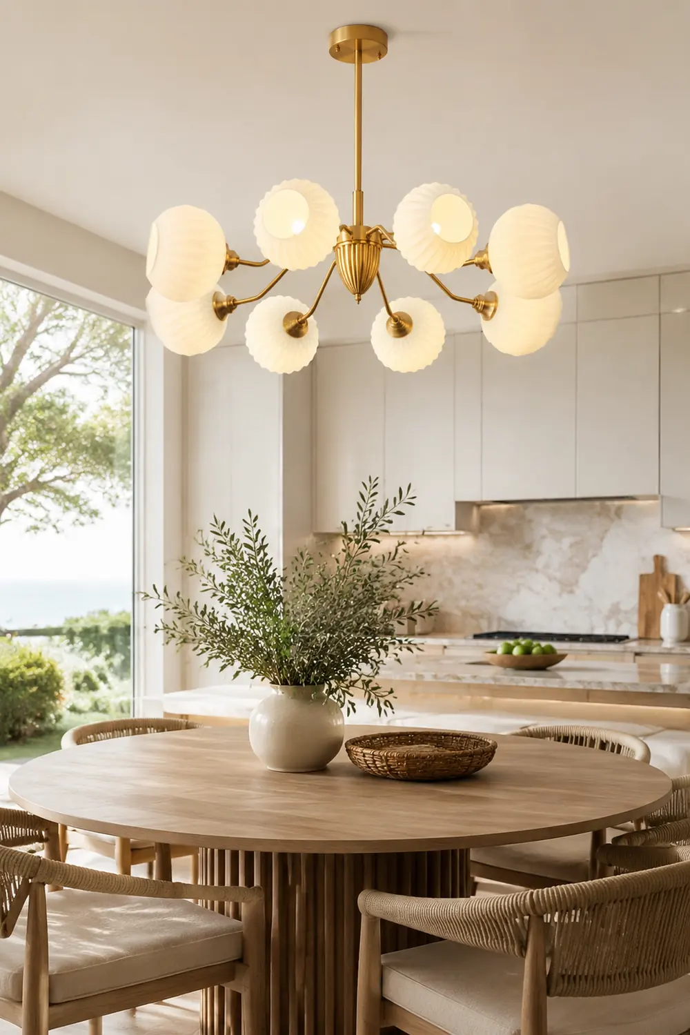 Ribbed Glass Ball Chandelier - Lumpaz