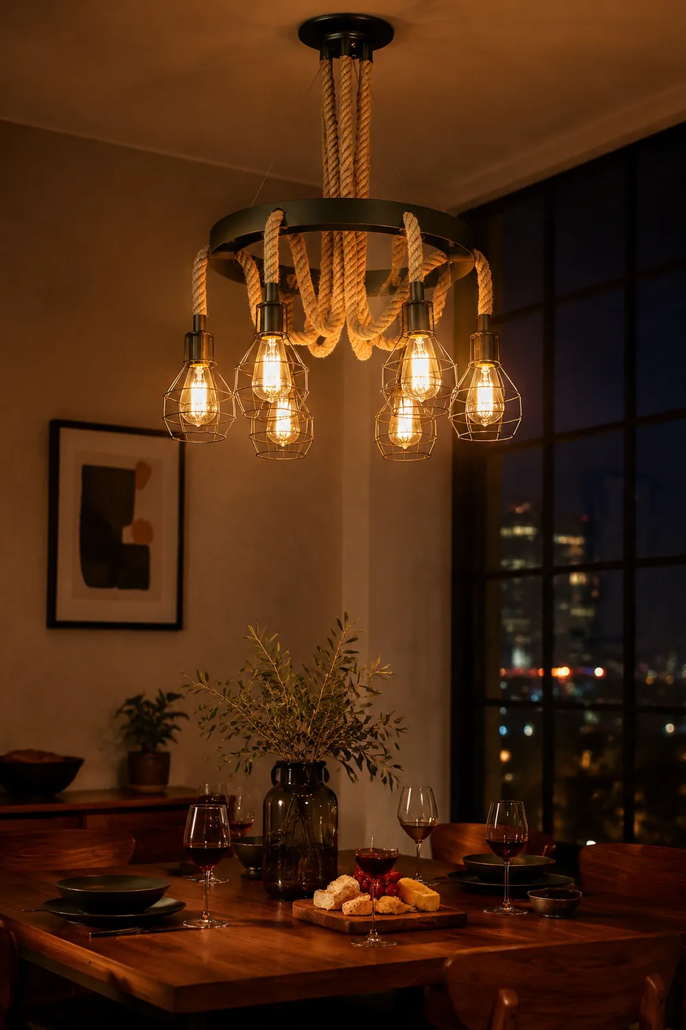 Hemp Rope Industrial Starfall Chandelier - Lumpaz
