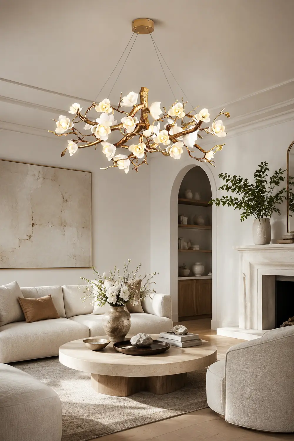 Flower Bloom Branch Brass Chandelier - Lumpaz