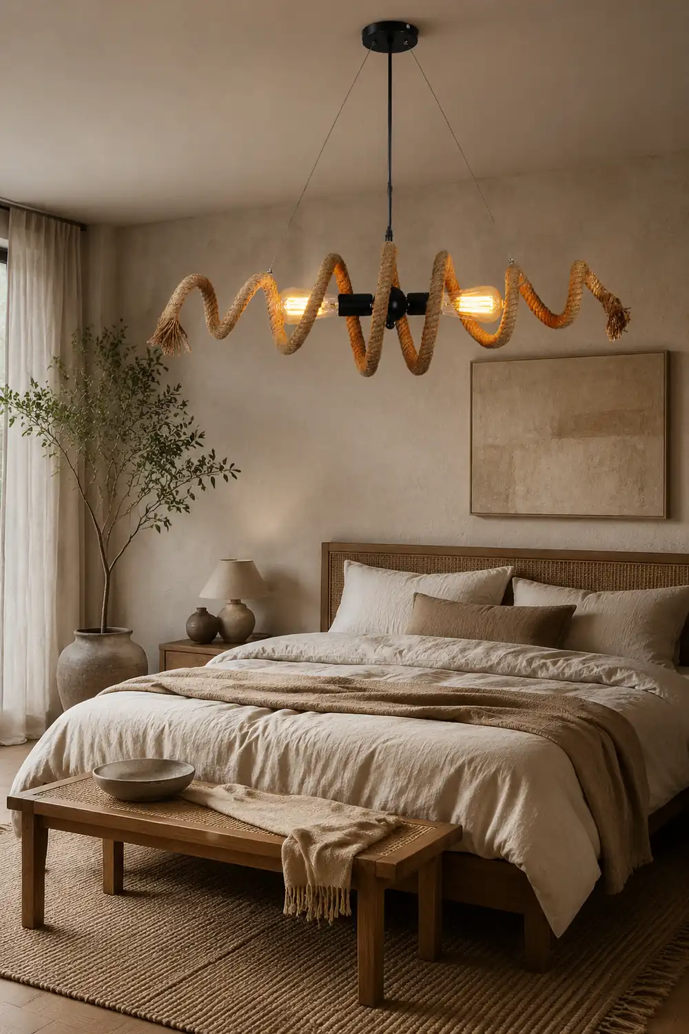 Hemp Rope Industrial Spiral Chandelier - Lumpaz
