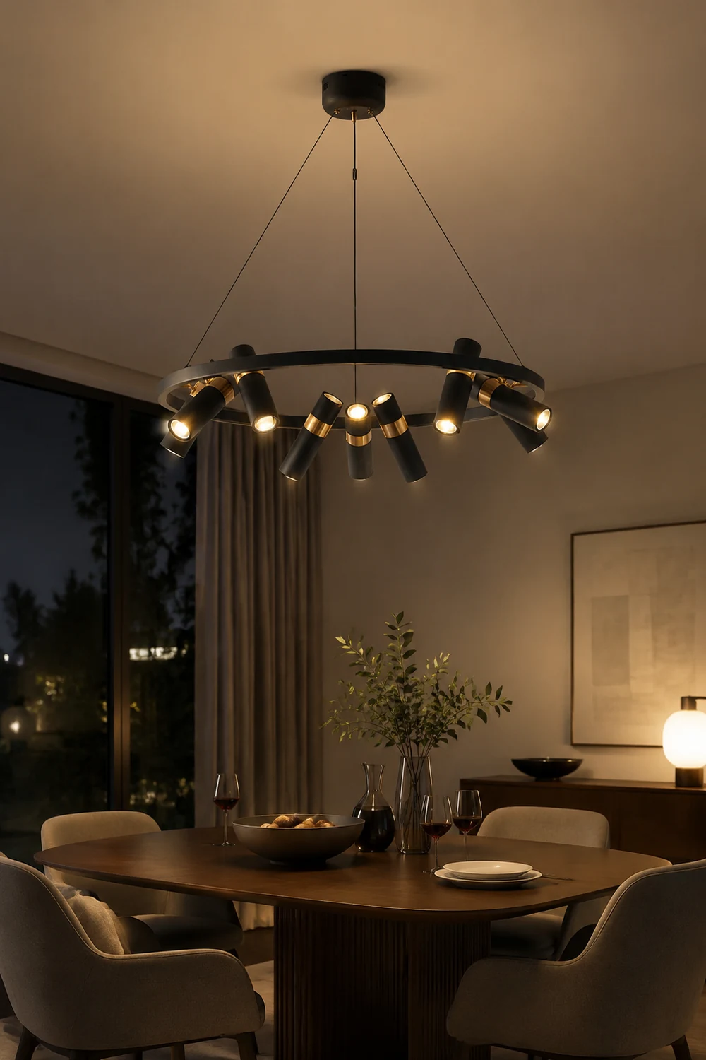 Black Mutil Pipe Chandelier - Lumpaz